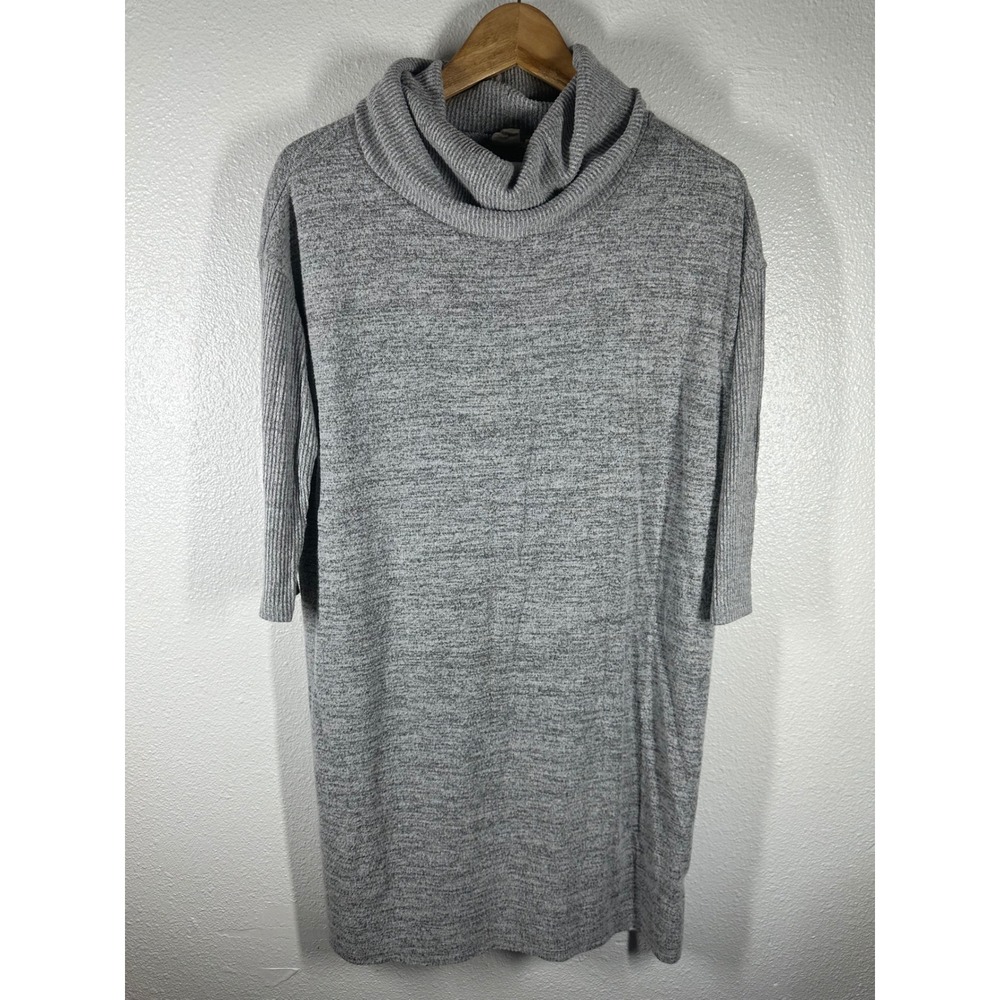 Gap Sweater Dress Womens S Gray Cowl Neck Marl Knit Elbow Sleeve Casual Mini